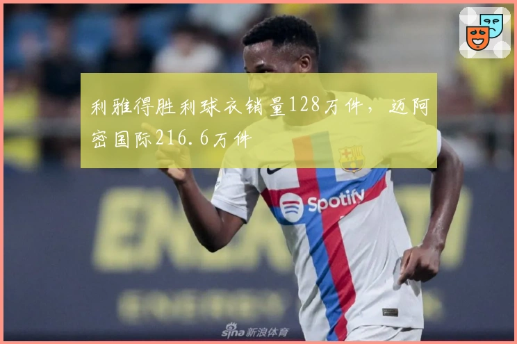利雅得胜利球衣销量128万件，迈阿密国际216.6万件